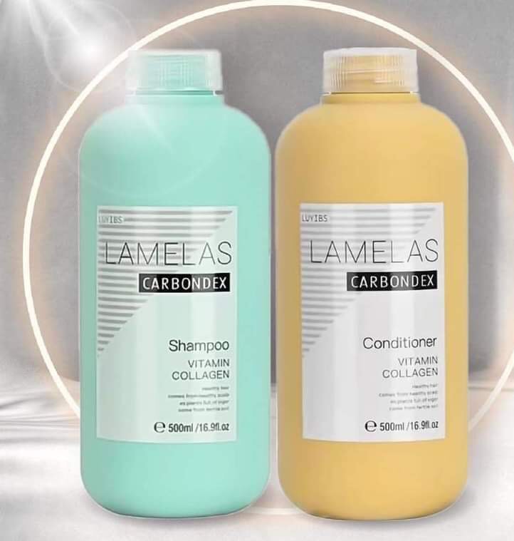 Cặp dầu gội xả phục hồi lamelas-carbondex, siêu mềm mượt - siêu lưu hương 500ml*2