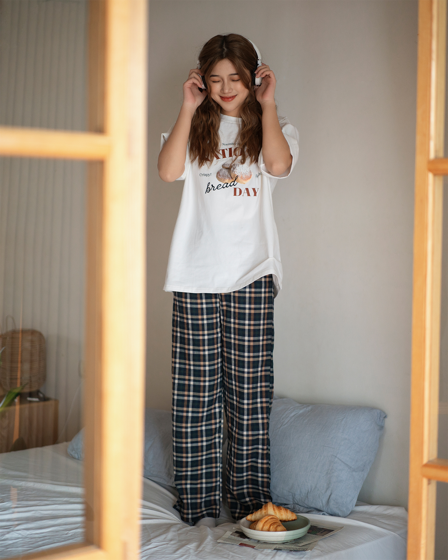 Quần suông ống rộng caro vải cotton mềm mịn - Check Pants - ufo.thebasic