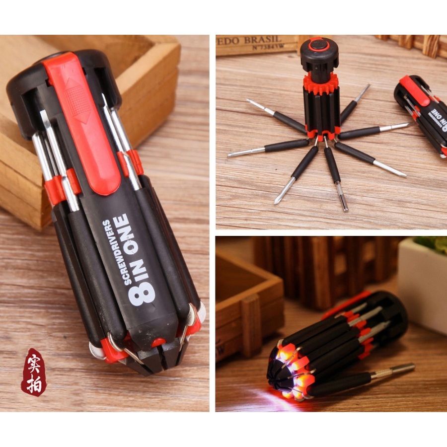 Bộ tua vít đa năng 8 chi tiết có đèn led tiện dụng