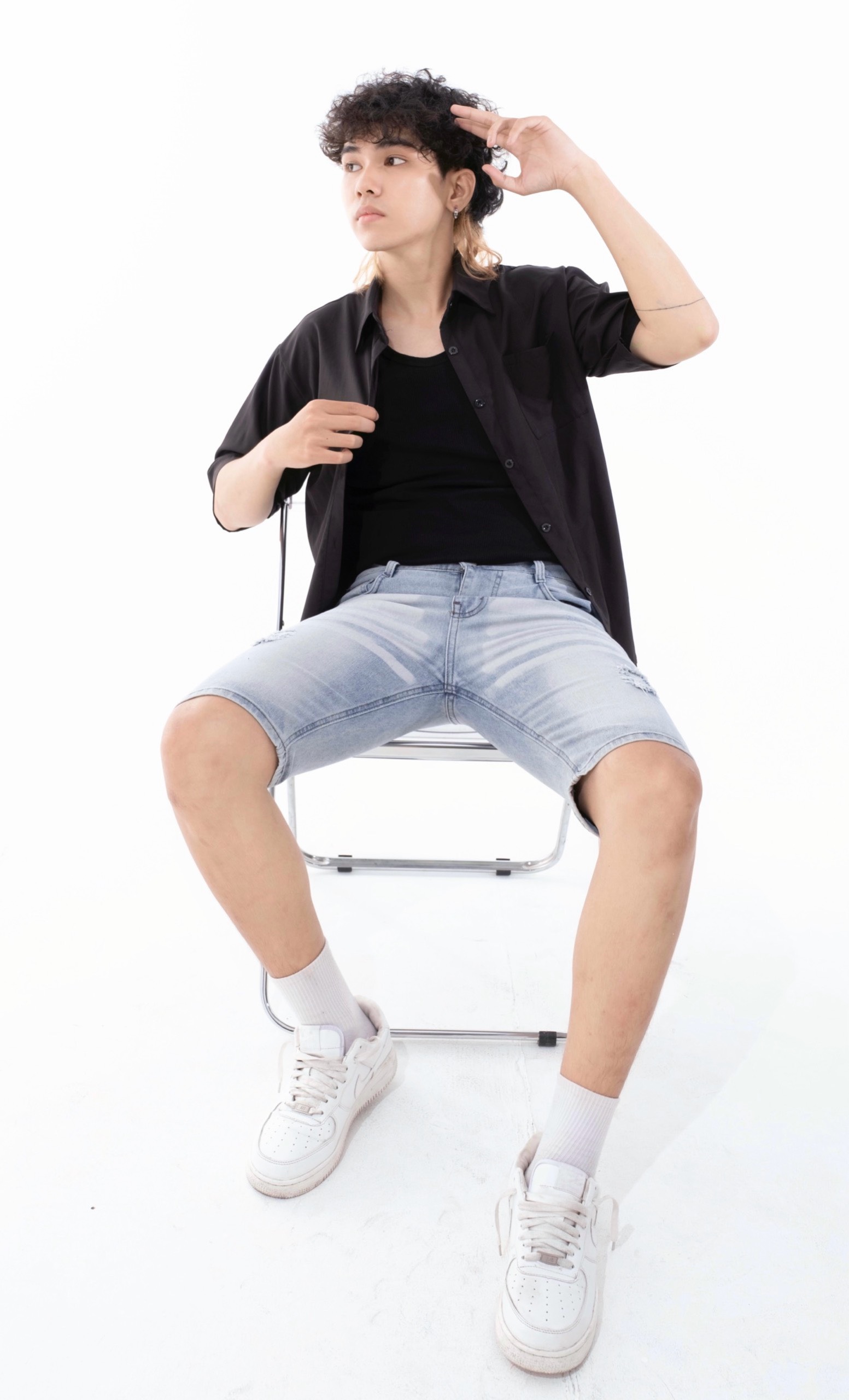 QUẦN SHORT JEAN NAM wash nhẹ co giãn BBQ05 QUẦN SHORT BÒ nam khoá kéo nút gài chuẩn form hình thật