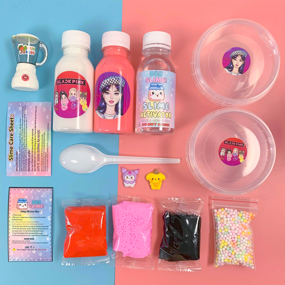 Bộ Kit Làm Slime Black Pink Theo Nhân Vật - Nguyên Liệu đầy đủ làm Slime Bơ