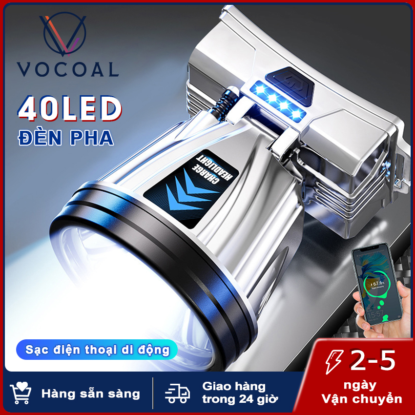 Vocoal Đèn Pin Siêu Sáng, Đèn pin đội đầu pin trâu chống nước cao cấp, Đèn pin đội đầu, Đèn pin đội đầu siêu sáng Đèn pin led đội đầu