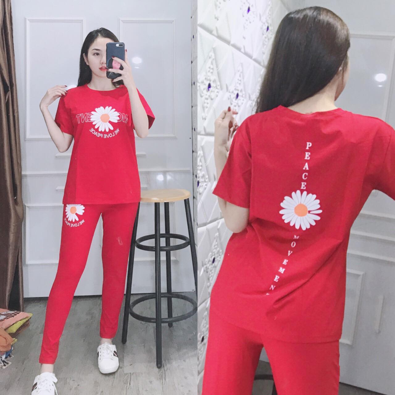 [HCM] BỘ ĐỒ COTTON CO GIÃN 4 CHIỀU BÔNG CÚC(43kg-67kg]