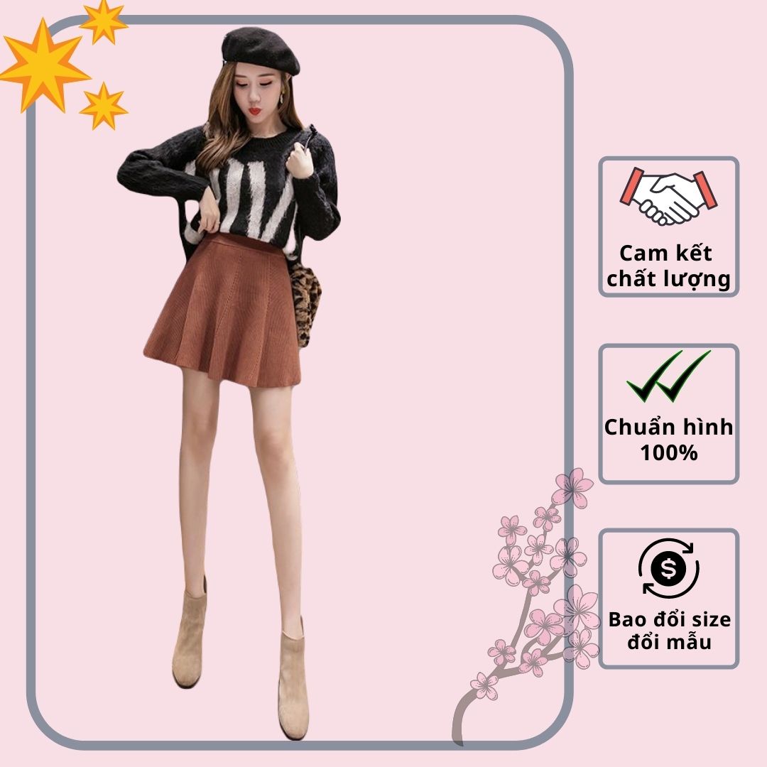 HÀNG NHẬP - CHÂN VÁY LEN XÒE DÁNG NGẮN TRẺ TRUNG - DL11256