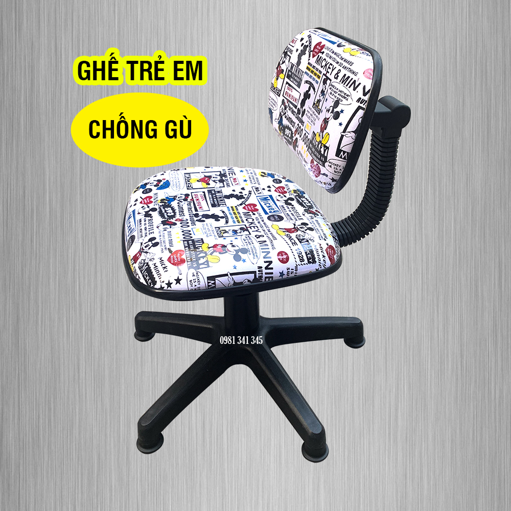 Ghế học sinh - Ghế trẻ em - Tùy chỉnh cao thấp - Chống gù lưng hiệu quả (Họa tiết ngẫu nhiên)