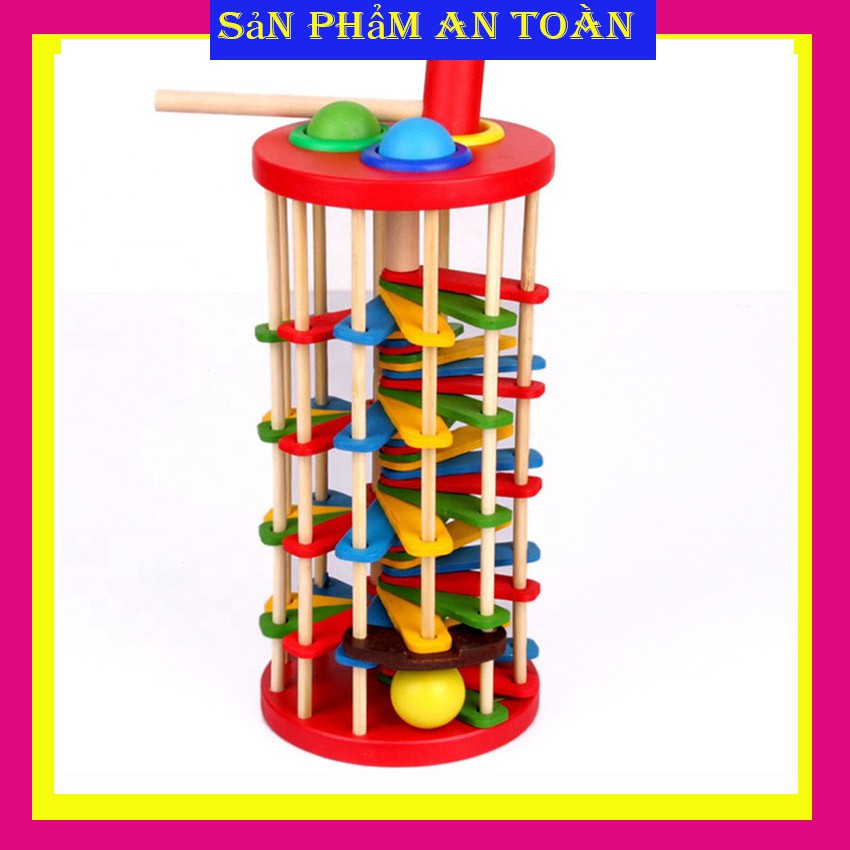 Đập bóng cầu thang zíc zắc bằng gỗ - đập bóng thang cuốn cho bé