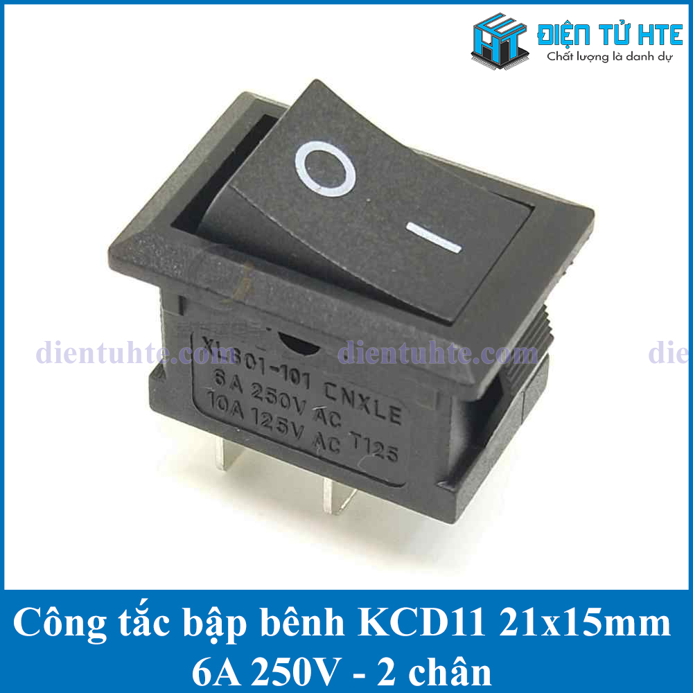 Bộ 5 công tắc bập bênh kcd11-101 2 cực 6a 250v 21x15mm