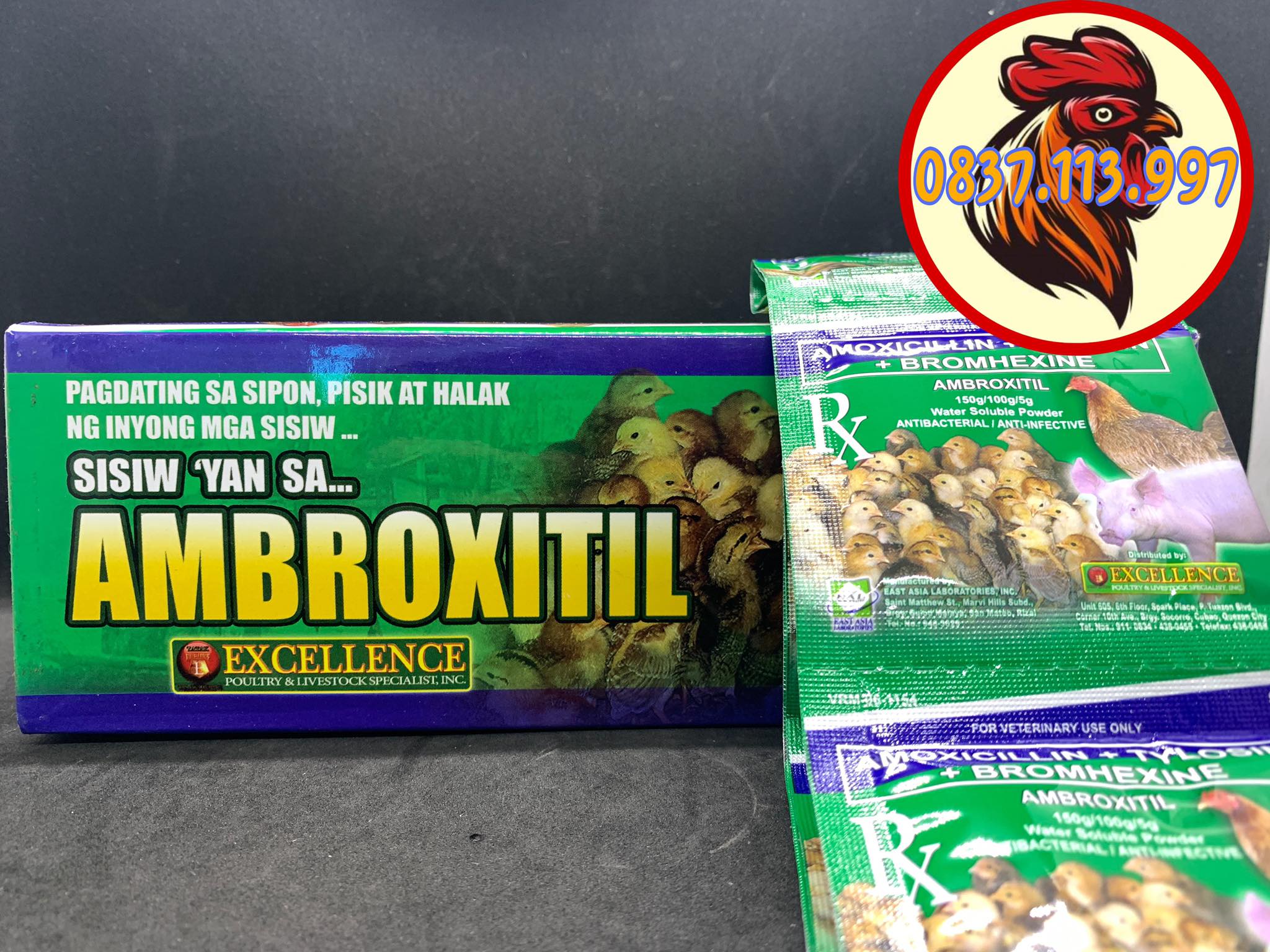Ambroxitil úm cao cấp dành cho gà đá 1 hộp 48 gói gói 5g