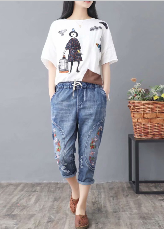 Quần bò jean baggy thêu hàng loại 1 QB02