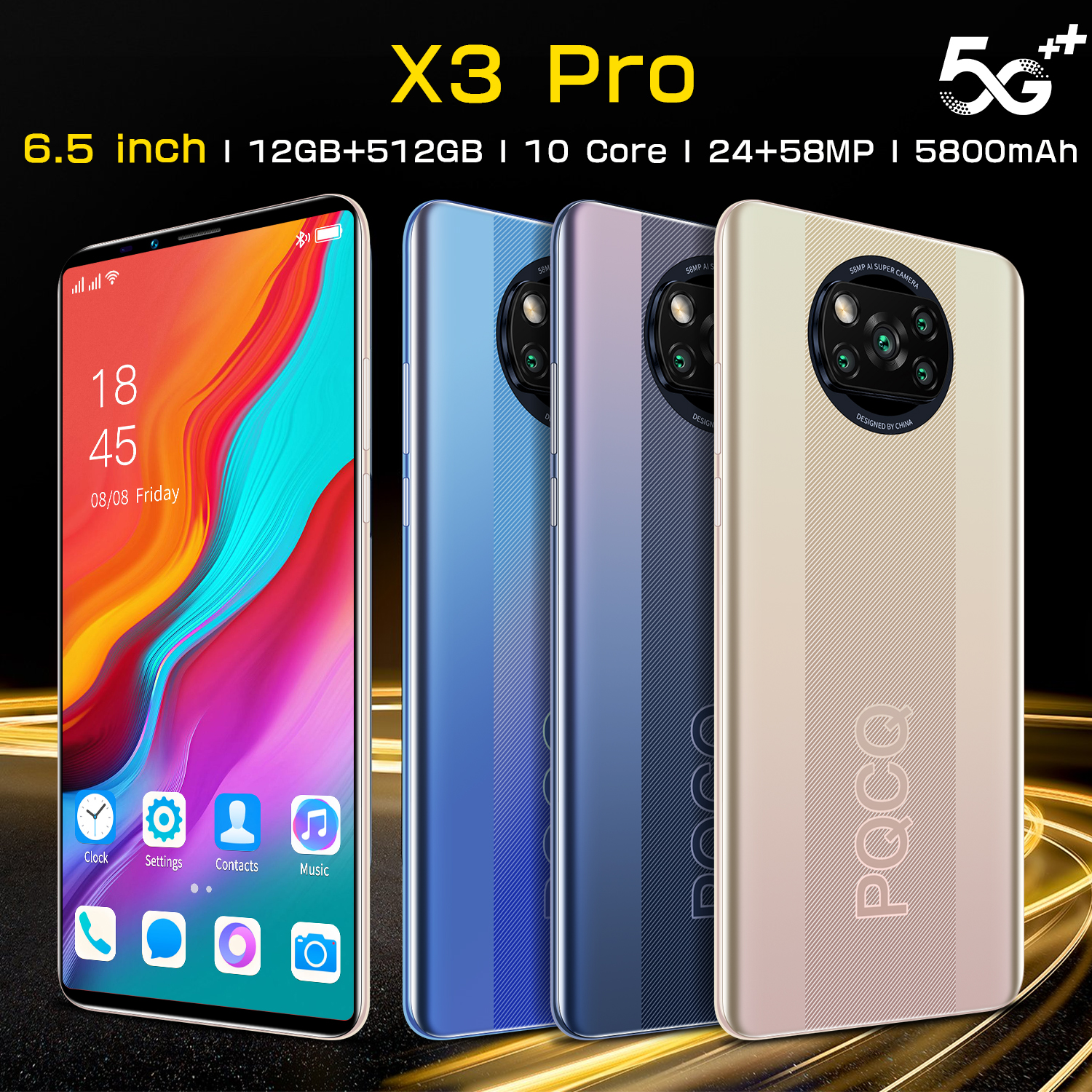 SOYES X3 Pro Việt Nam Phiên Bản Mới Điện Thoại Mở Khóa Vân Tay 6.5 Inch 16GB 1TB Full Màn Hình 24+58MP Camera Điện Thoại 5800MAh Android 11