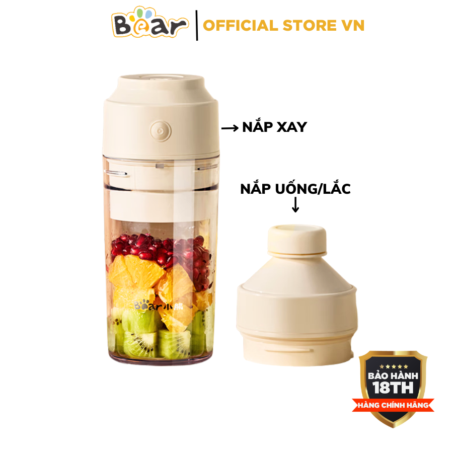 Máy xay sinh tố cầm tay 0.3L Bear LLJ-S04S6, Công suất 70W, Tích hợp, 6 lưỡi dao INOX304 xay đá bi , Bảo hành 18 tháng