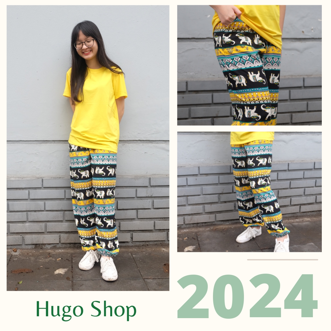 (Màu Ngẫu Nhiên)Quần lanh thổ cẩm - Quần Alibaba nam nữ phom rộng Nhiều Màu cực đẹp - Hugo Shop