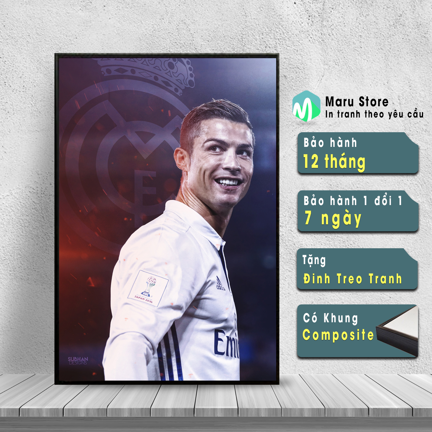 Tranh Ronaldo Treo Tường Tranh Canvas Cầu Thủ Bóng Đá