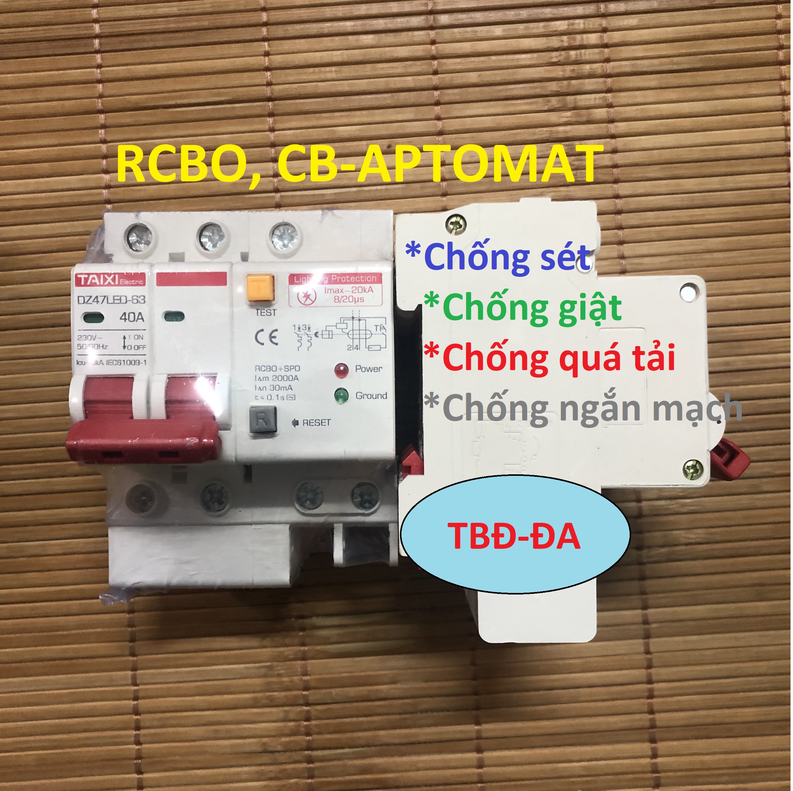 Aptomat chống sét CB chống giật đa năng TAIXI [HÀNG CHUẨN CHÍNH HÃNG CÓ VIDEO]