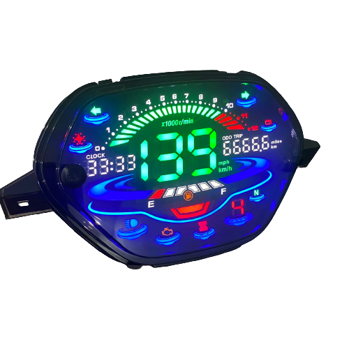 Đồng hồ điện tử wave alpha, Wave ZX, Wave 110, Wave thái, wave blade đời 2002 đến 2006 với led LCD 7 màu báo tua, báo số, báo xăng G640