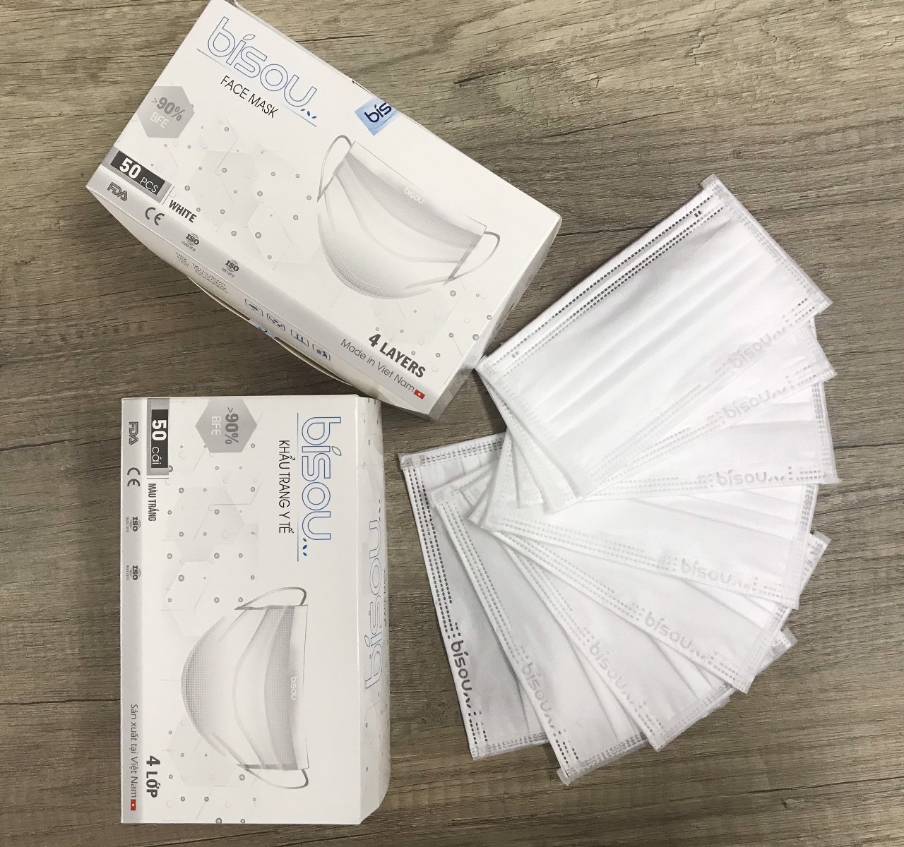 COMBO 4 HỘP KHẨU TRANG Y TẾ 4 LỚP BISOU