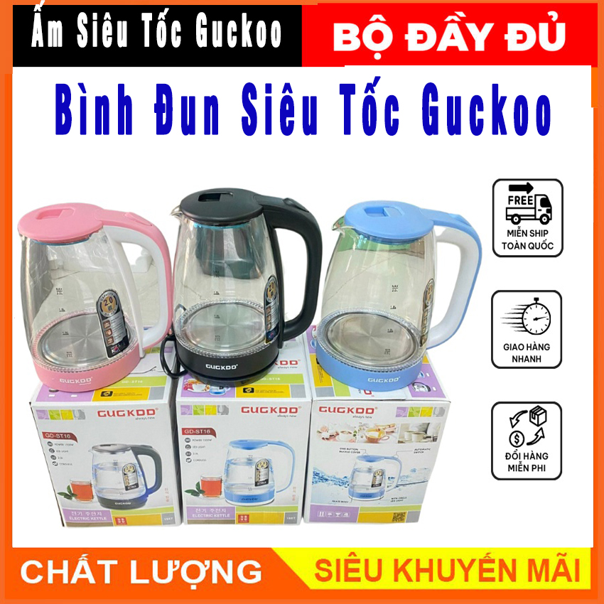 Bình siêu tốc cuckoo thủy tinh - ấm đun nước siêu tốc, dung tích 2.0l, công suất 1500w, đun sôi cực nhanh, tự động ngắt khi sôi, cách nhiệt, tiết kiệm điện năng, ấm đun siêu tốc, ấm siêu tốc cao cấp, ấm siêu tốc