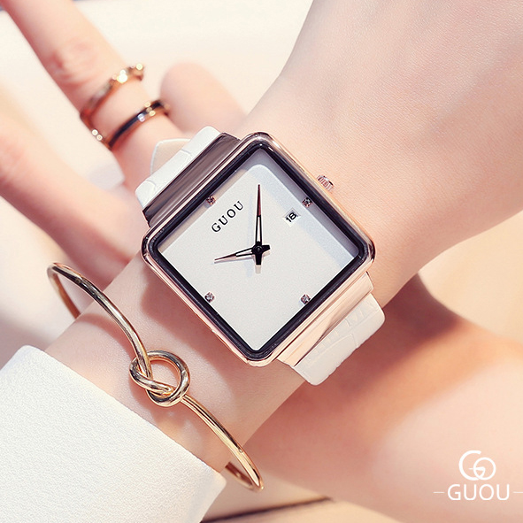 Đồng hồ Nữ GUOU FLORA Dây Silicone Cao Cấp Chống Nước Chống Phai Màu - Đồng hồ nữ đẹp Đẹp, Sang trọng Đẳng cấp, Bền, Giá Sốc, Đồng hồ nữ kính sapphire