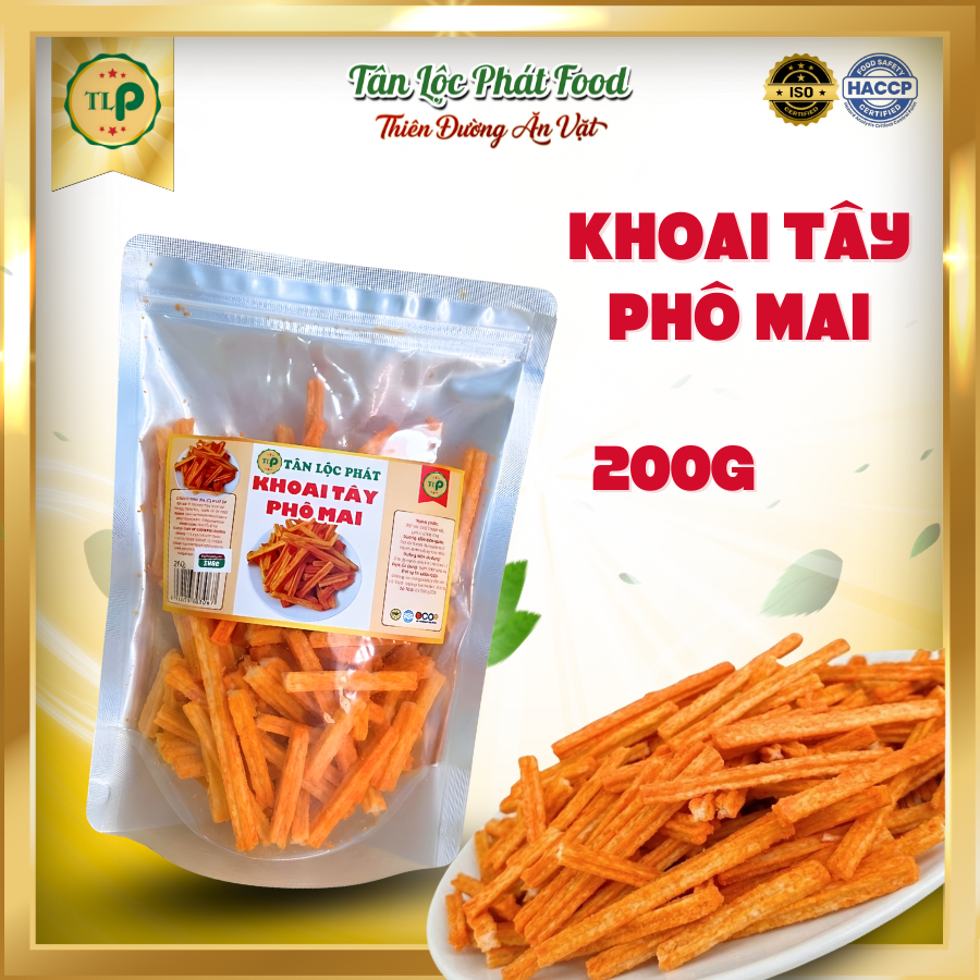 Tan Loc Phat Cheese Shaken Potatoes 200g Bag Crispy, Delicious, Cheese Flavor
