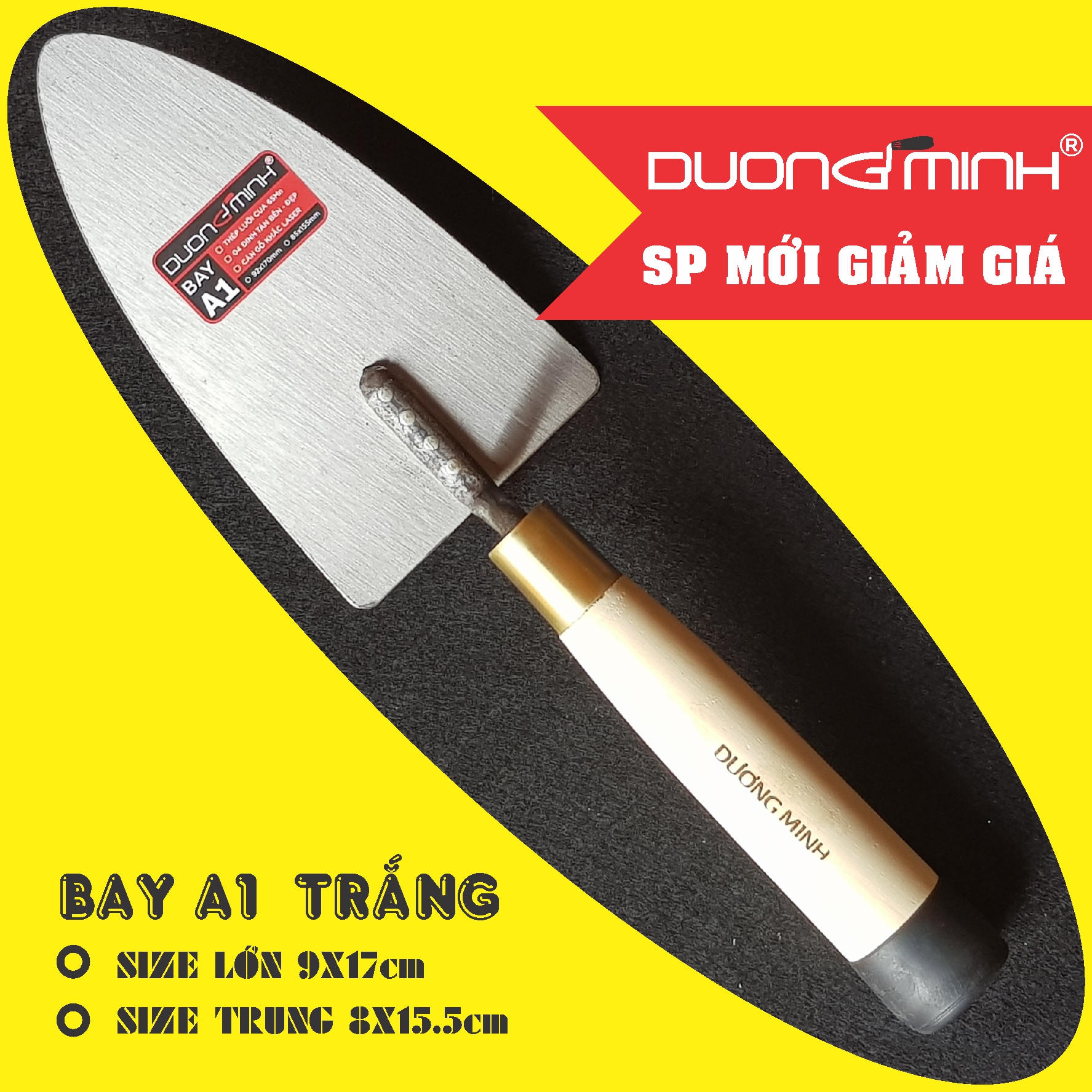 Bay xây dựng Dương Minh, Bay thợ hồ thép trắng cứng - Dụng cụ xây dựng cao cấp, dụng cụ làm vườn