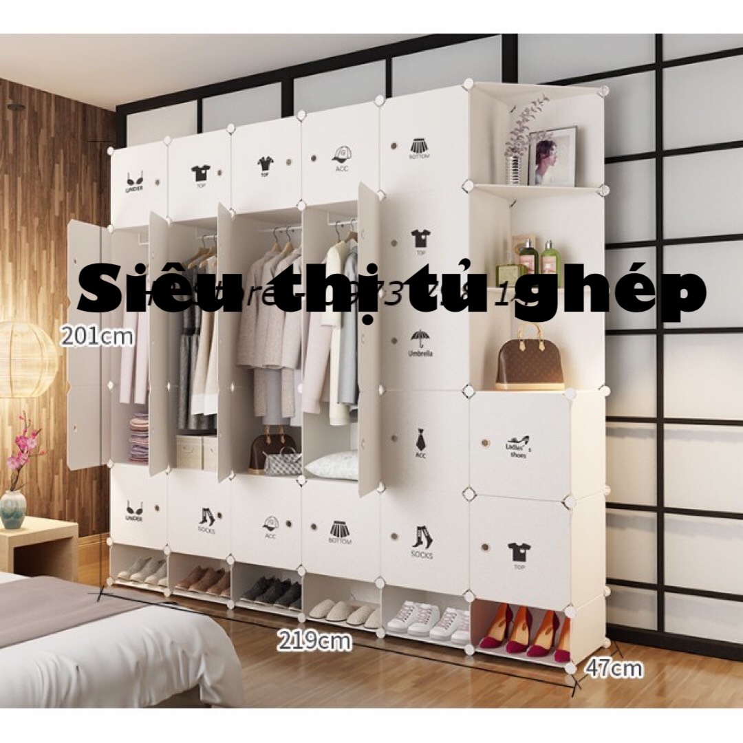 Tủ nhựa lắp ghép đơn giản 30 ô và 6 ô giày