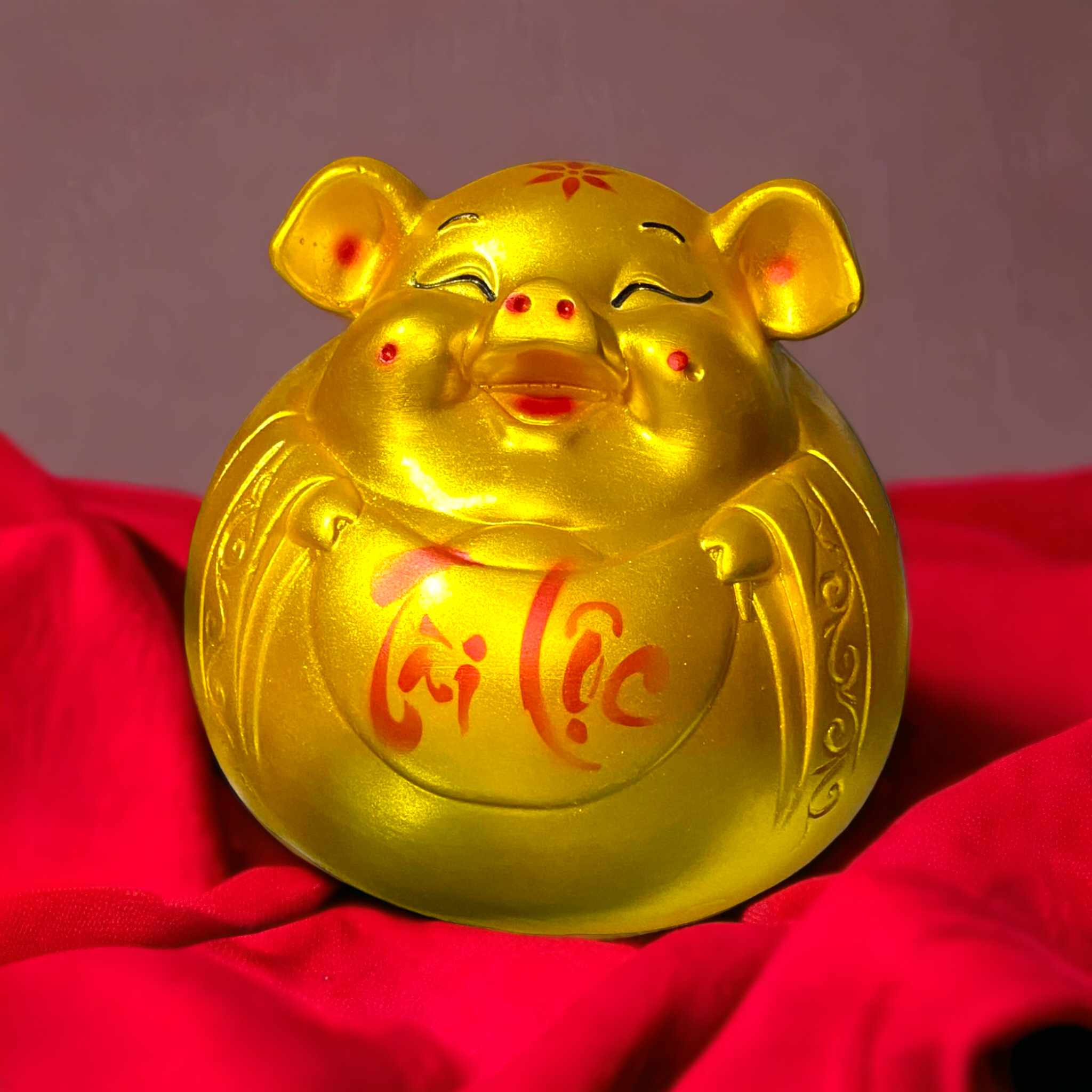 Lợn đất/heo đất Thổ địa phong thủy màu vàng đồng dùng để tiết kiệm, trang trí nhà cửa, làm quà tặng người thân, bạn bè...