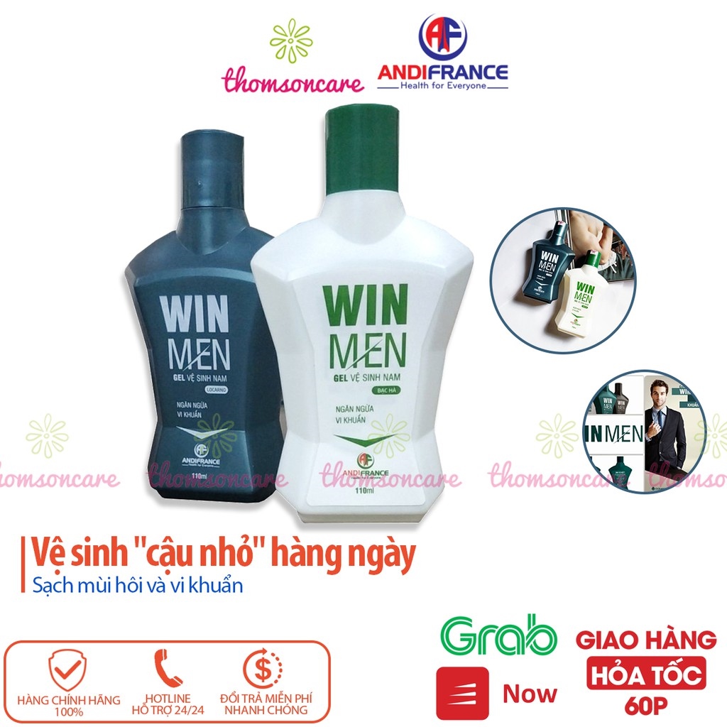 Dung dịch vệ sinh nam Winmen - vệ sinh vùng kín hương bạc hà locarno khử mùi Gel Win men chai 110ml