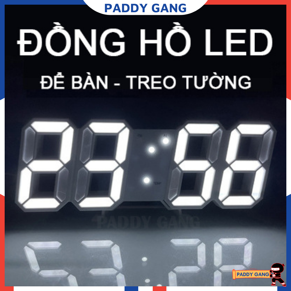 Đồng hồ led để bàn trang trí treo tường, đồng hồ thông minh treo tường điện tử báo thức đo nhiệt độ smart clock paddygang