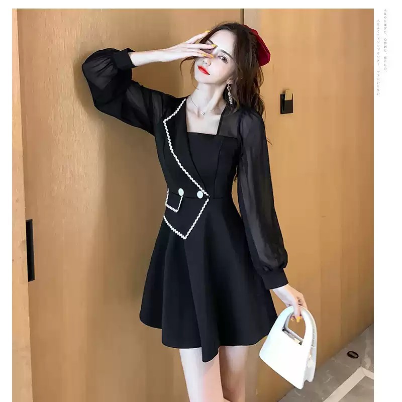 Đầm xòe dự tiệc cổ cách điệu viền mới lạ 2021 cuốn hút -Emtra store-Đ18