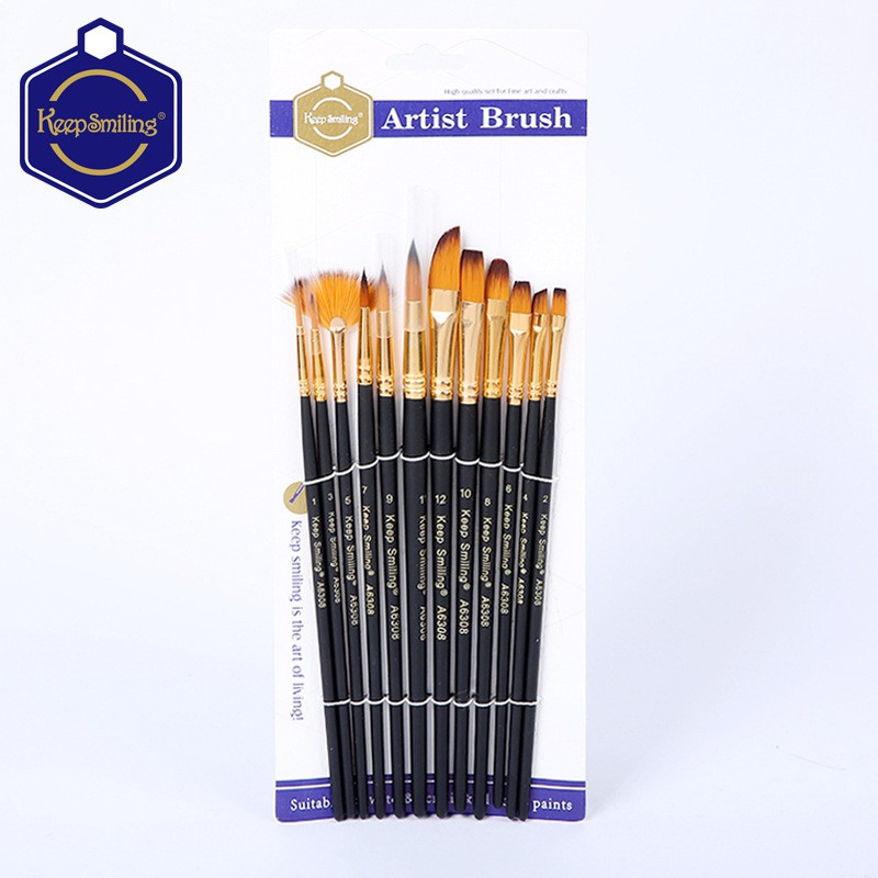 Combo 8 màu vẽ Acrylic 100ml và bộ cọ 12 cây Keep Smiling