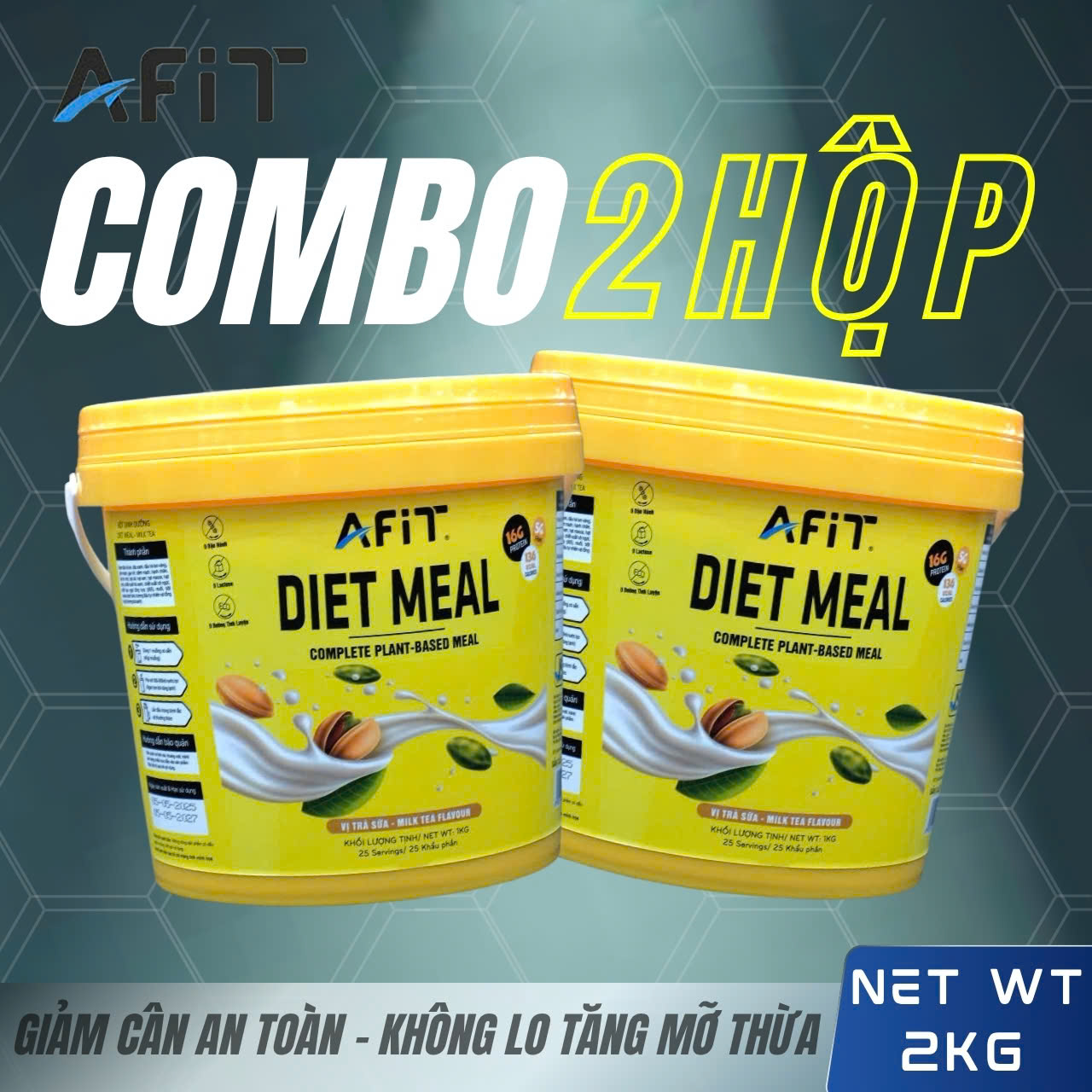 Combo 2 Thùng Sữa Giảm Mỡ Giảm Cân DIET MEAL AFIT - Hàng chính hãng