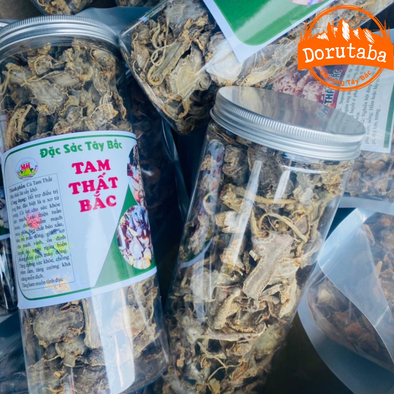 Tam thất bắc Hà Giang thái lát sấy khô từ tam thấy tươi củ già. Củ tam thất hoang nguyên chất nghiền bôt, ngâm mật ong
