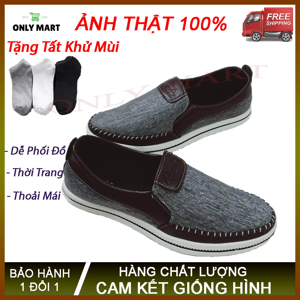 [ Hàng Sỉ Xả Kho ] Giày Lười Nam Vải Bố Cao Cấp VB05 thiết kế Thời Trang  Đẹp 2020 Full Size 38 Đến 43 – ONLY MART | Tặng kèm tất khử mùi giày Trị Giá 69K| Hàng Chất Lượng - Đế Mềm Chống Trượt - Thoáng Khí - Dễ Phố