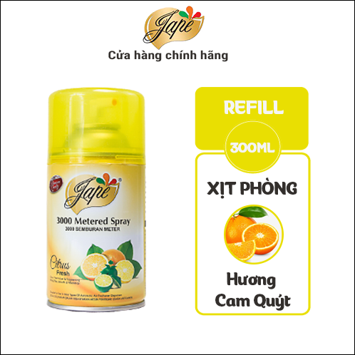 Nước Hoa Xịt Phòng Jape Bình Refill (LÕI)  300ml ( CÓ 04 MÙI ĐỂ CHỌN LỰA : hương Citus (cam&Quýt) / hương  Floral /  hương Hoa Hồng / hương Vanilla)