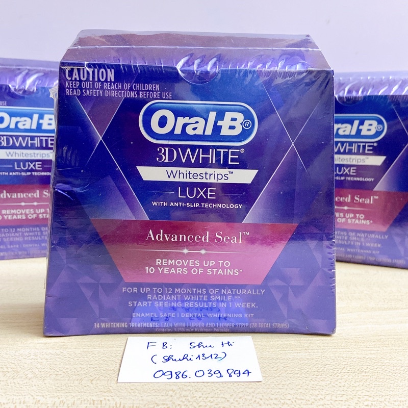 Miếng Dán Trắng Răng Oralb Úc, Oral B 3D White Whitestrips 14 Treatments 14 Ngày, Hộp 14 Gói, 28 Miế