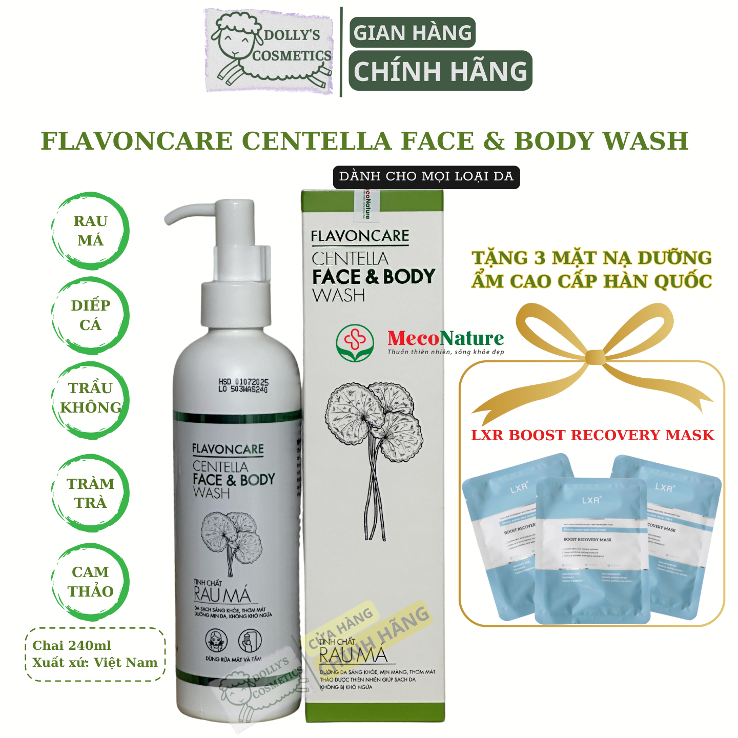 Sữa Rửa Mặt Rau Má & Tắm Toàn Thân Flavoncare Centella Face and Body Wash 240ML