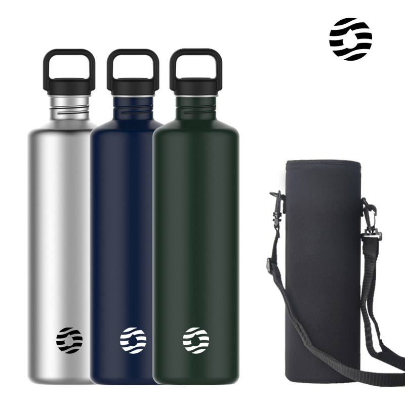 Fjbottle bình nước 2000ml có túi bình thể thao ngoài trời dùng một lớp thép kh ng gỉ