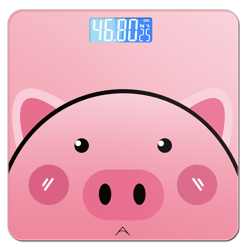 Cân điện tử 3 trong 1 hình heo loại xin cân điện tử mặt kính Personal Scale, cân mặt kính cường lực điện tử, cân sức khỏe 180kg