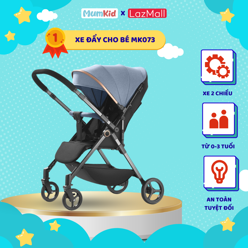 Xe Đẩy Cho Bé MumKid Gấp Gọn Cao Cấp Hai Chiều Có Chế Độ Giảm Sóc An Toàn Tiện Lợi Cho Mẹ & Bé - Bảo Hành 12 tháng