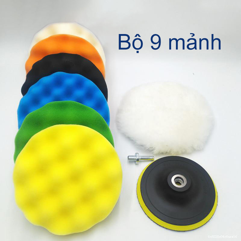 [1 Bộ 9 MÓN] DỤNG CỤ ĐÁNH BÓNG XE HƠI Ô TÔ 5 INCH - BỘ MÚT XỐP ĐÁNH BÓNG XE HƠI, Ô TÔ 9 CHI TIẾT NHƯ HÌNH (12,5X2,7cm)
