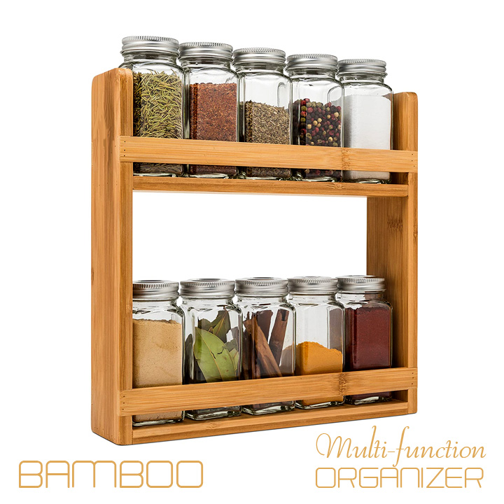 Kệ gia vị gỗ tre 2 tầng cao cấp