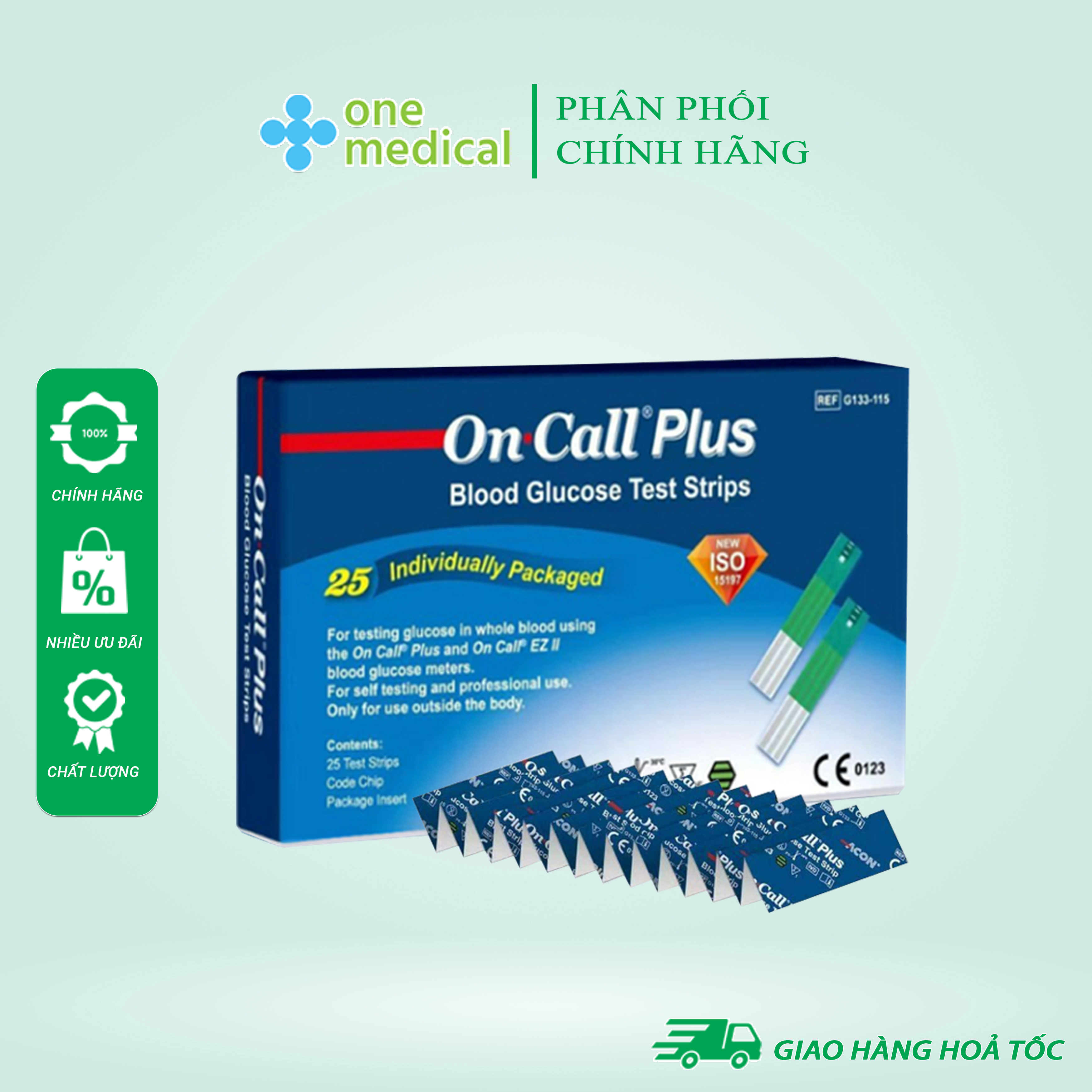 Vỉ 25 que thử đường huyết on call plus dạng vỉ rời - chính hãng acon
