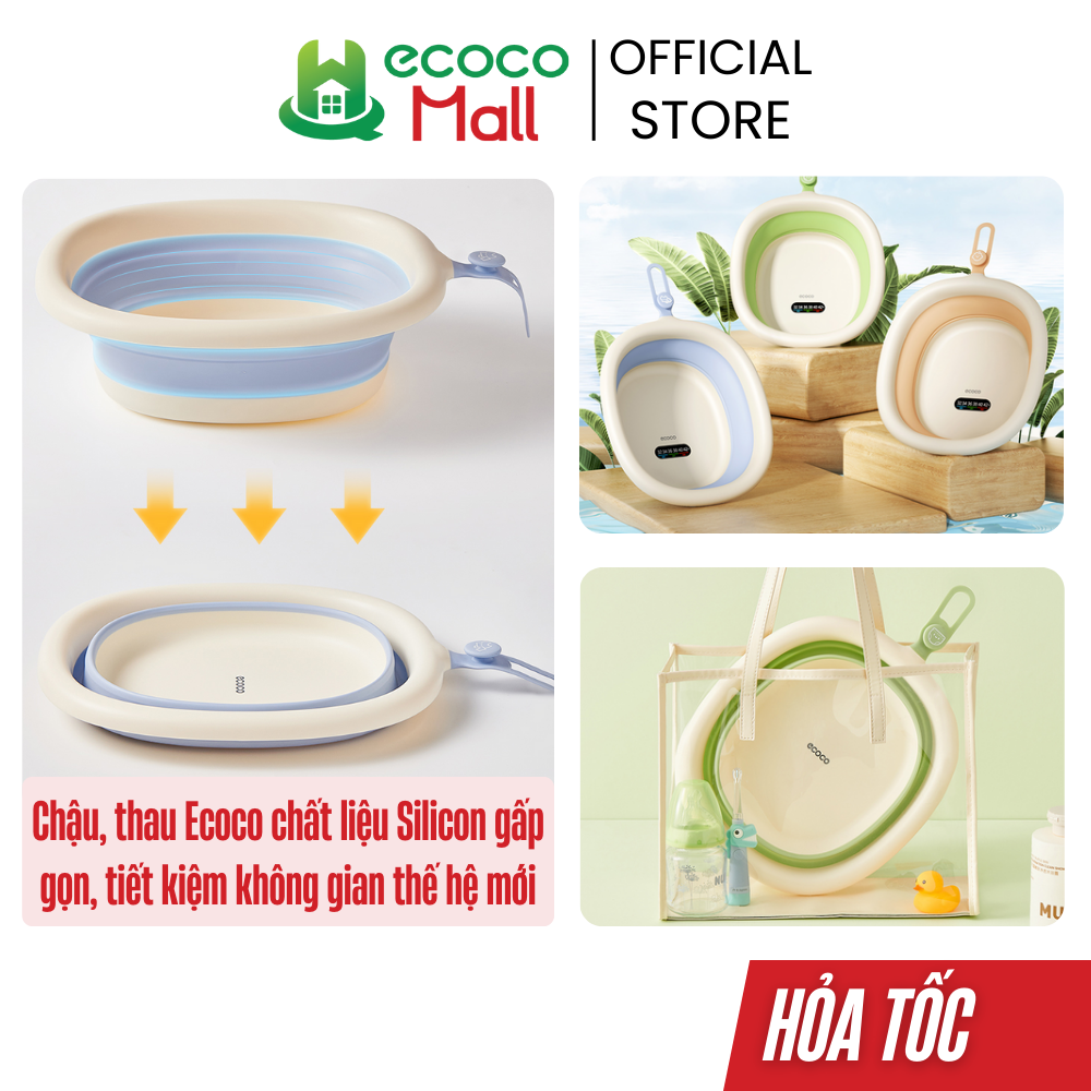  Thau ECOCO gấp gọn silicon cảm biến nhiệt độ thế hệ mới tiết kiệm không gian Chậu rửa mặt thông minh mang đi du lịch 