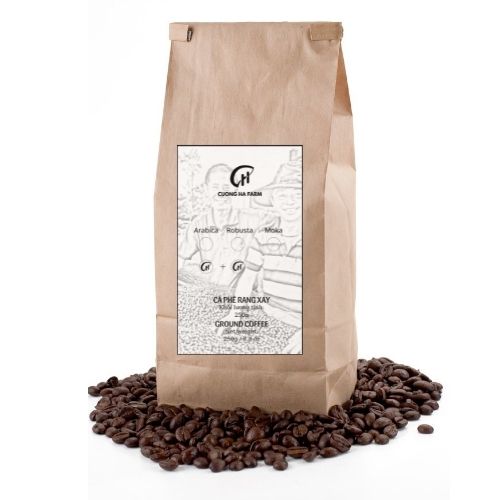 Cà Phê Cầu Đất Nguyên chất Rang mộc tiết kiệm - Túi 250gr thích hợp pha phin, máy, nguyên hạt -Cương Hà Farm tại Cầu Đất
