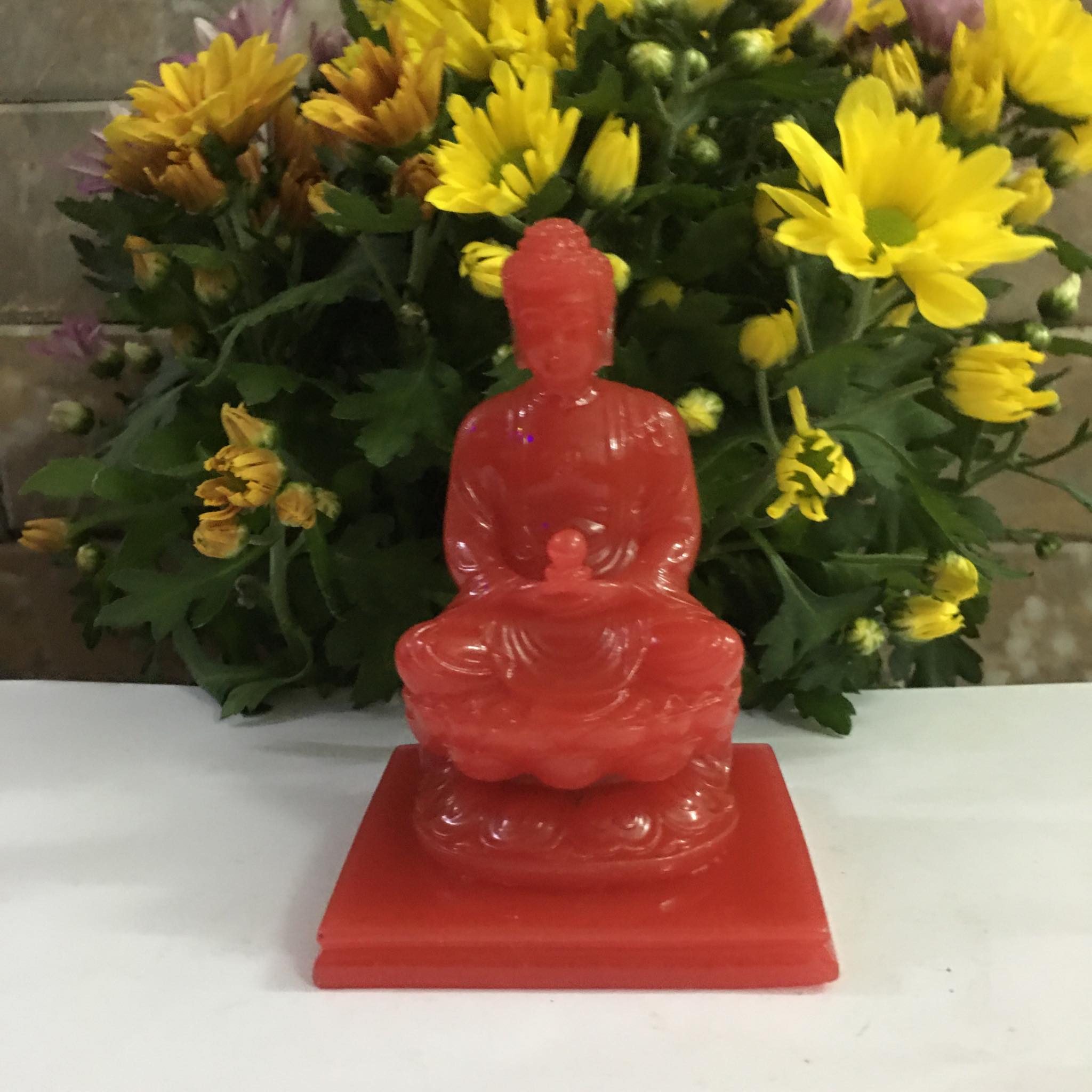 Tượng Phật A Di Đà - Tượng phật - tượng phật phong thủy - tượng thờ - màu đỏ hồng ngọc cao 12 cm chỉ 69k