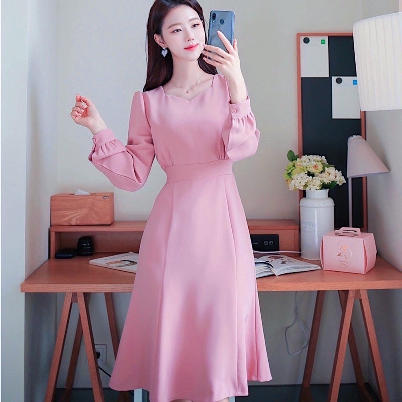 Đầm tay dài, thắt nơ phía sau ms76