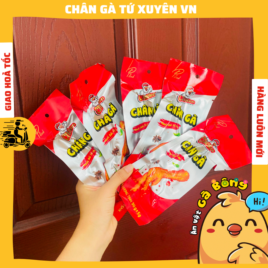 Chân gà cay đỏ tứ xuyên hàng việt nam 1 chiếc 30g | ăn vặt gà bông