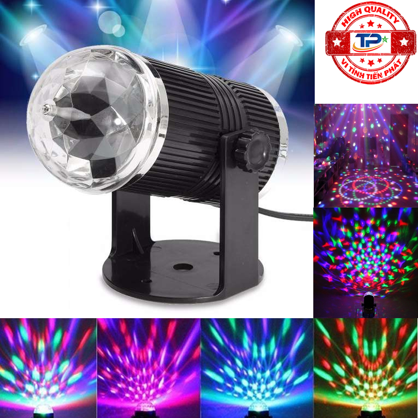Đèn Led Pha Lê NĐ-011 xoay nhiều màu chớp nháy cảm biến theo nhạc trang trí cho Sân Khấu Tiệc Phòng Karaoke Phòng Khách LED Mini Stage Light.