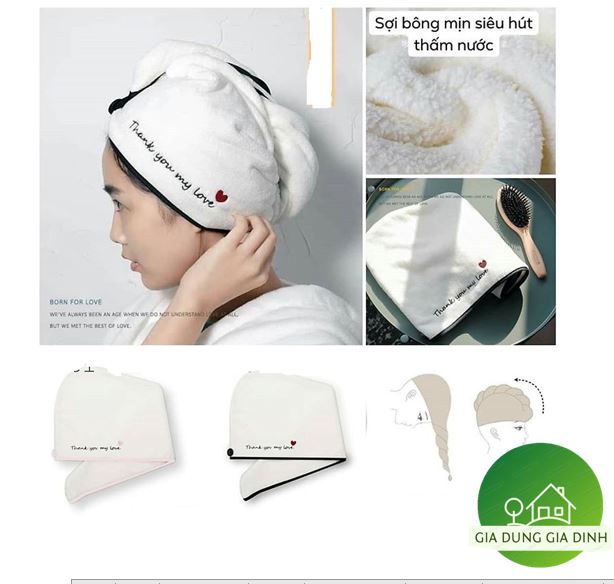 Khăn ủ tóc - Khăn quấn tóc gội đầu cao cấp, vải cotton mềm mại cho salon