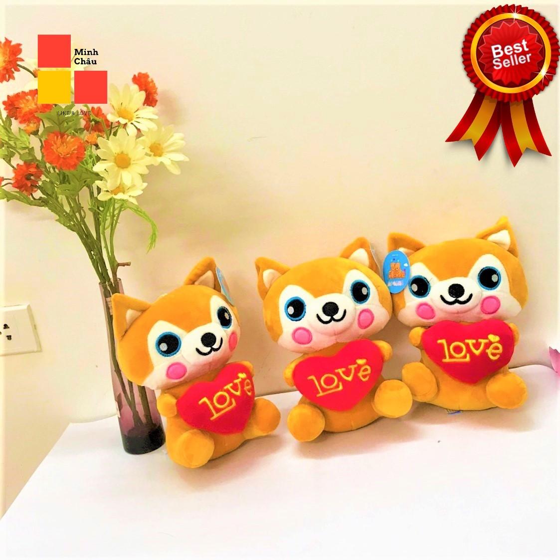 Gấu bông sói con đáng yêu, lông mềm mịn.